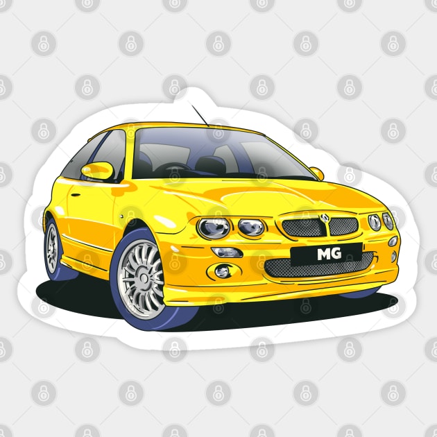 MG ZR car in Trophy Yellow Sticker by Webazoot